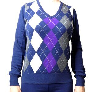 Argyle Sweater Size 6 Long Sleeves Slazenger British Designer Diamond Pattern